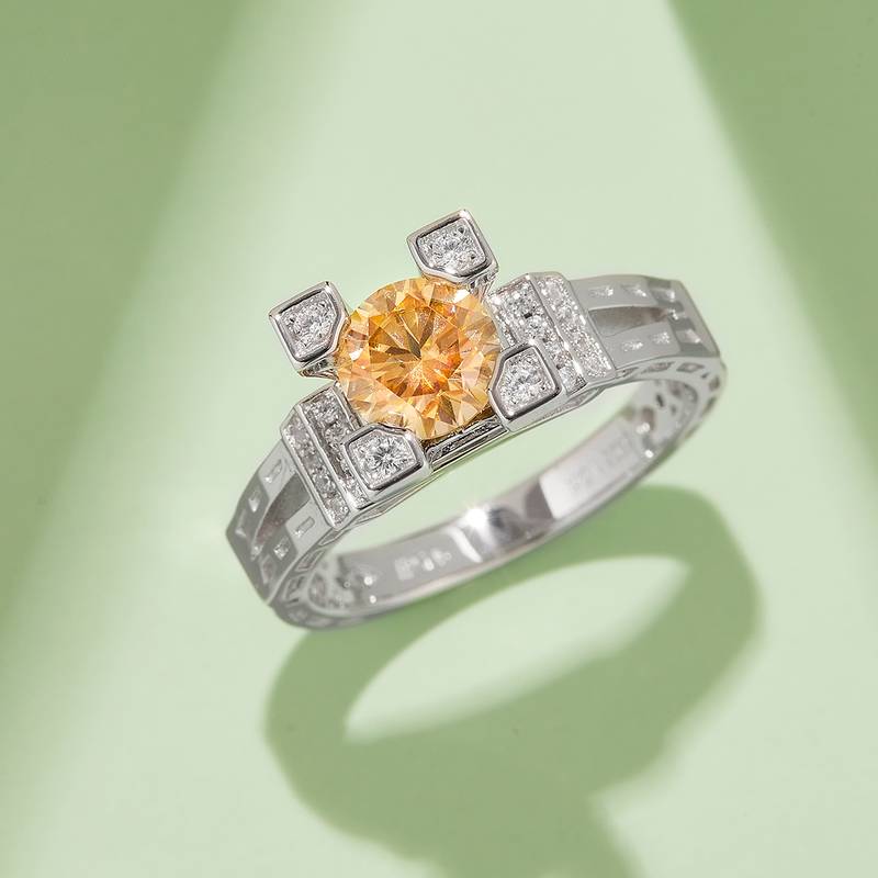 铁塔S925银镀白金MoissaniteWomen's Ring1ctD级